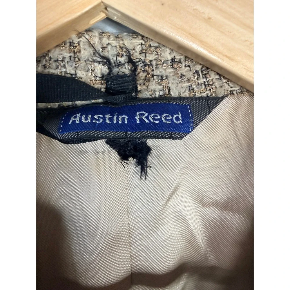 Austin Reed Womens Tan‎ Wool Mohair Blend Tweed Blazer Jacket Size 10